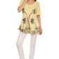 Sakkas Albina Island Relaxed Fit Embroidery Cap Sleeves Blouse / Top