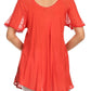 Sakkas Albina Island Relaxed Fit Embroidery Cap Sleeves Blouse / Top