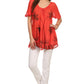 Sakkas Albina Island Relaxed Fit Embroidery Cap Sleeves Blouse / Top