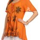 Sakkas Albina Island Relaxed Fit Embroidery Cap Sleeves Blouse / Top