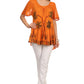 Sakkas Albina Island Relaxed Fit Embroidery Cap Sleeves Blouse / Top