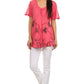 Sakkas Albina Island Relaxed Fit Embroidery Cap Sleeves Blouse / Top
