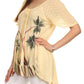 Sakkas Albina Island Relaxed Fit Embroidery Cap Sleeves Blouse / Top