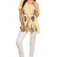 Sakkas Albina Island Relaxed Fit Embroidery Cap Sleeves Blouse / Top