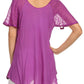 Sakkas Albina Island Relaxed Fit Embroidery Cap Sleeves Blouse / Top