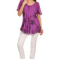Sakkas Albina Island Relaxed Fit Embroidery Cap Sleeves Blouse / Top