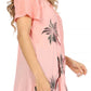 Sakkas Albina Island Relaxed Fit Embroidery Cap Sleeves Blouse / Top