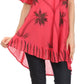 Sakkas Albina Island Relaxed Fit Embroidery Cap Sleeves Blouse / Top