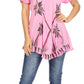 Sakkas Albina Island Relaxed Fit Embroidery Cap Sleeves Blouse / Top