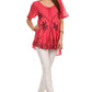 Sakkas Albina Island Relaxed Fit Embroidery Cap Sleeves Blouse / Top