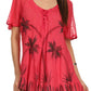 Sakkas Albina Island Relaxed Fit Embroidery Cap Sleeves Blouse / Top