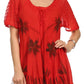Sakkas Albina Island Relaxed Fit Embroidery Cap Sleeves Blouse / Top