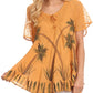 Sakkas Albina Island Relaxed Fit Embroidery Cap Sleeves Blouse / Top