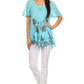 Sakkas Albina Island Relaxed Fit Embroidery Cap Sleeves Blouse / Top