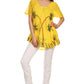 Sakkas Albina Island Relaxed Fit Embroidery Cap Sleeves Blouse / Top