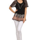 Blusa/Top Sakkas Cora de Manga Corta con Bordado y Diseño Batik de Corte Holgado