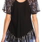 Blusa/Top Sakkas Cora de Manga Corta con Bordado y Diseño Batik de Corte Holgado