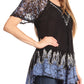 Blusa/Top Sakkas Cora de Manga Corta con Bordado y Diseño Batik de Corte Holgado