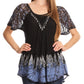 Blusa/Top Sakkas Cora de Manga Corta con Bordado y Diseño Batik de Corte Holgado