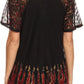 Blusa/Top Sakkas Cora de Manga Corta con Bordado y Diseño Batik de Corte Holgado