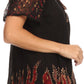 Blusa/Top Sakkas Cora de Manga Corta con Bordado y Diseño Batik de Corte Holgado
