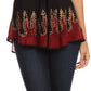 Blusa/Top Sakkas Cora de Manga Corta con Bordado y Diseño Batik de Corte Holgado