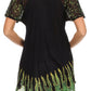 Blusa/Top Sakkas Cora de Manga Corta con Bordado y Diseño Batik de Corte Holgado