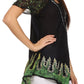 Blusa/Top Sakkas Cora de Manga Corta con Bordado y Diseño Batik de Corte Holgado