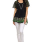 Blusa/Top Sakkas Cora de Manga Corta con Bordado y Diseño Batik de Corte Holgado