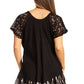 Blusa/Top Sakkas Cora de Manga Corta con Bordado y Diseño Batik de Corte Holgado