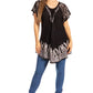Blusa/Top Sakkas Cora de Manga Corta con Bordado y Diseño Batik de Corte Holgado