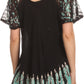 Blusa/Top Sakkas Cora de Manga Corta con Bordado y Diseño Batik de Corte Holgado