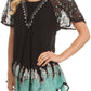 Blusa/Top Sakkas Cora de Manga Corta con Bordado y Diseño Batik de Corte Holgado