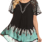 Blusa/Top Sakkas Cora de Manga Corta con Bordado y Diseño Batik de Corte Holgado