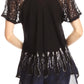 Blusa/Top Sakkas Cora de Manga Corta con Bordado y Diseño Batik de Corte Holgado