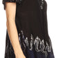 Blusa/Top Sakkas Cora de Manga Corta con Bordado y Diseño Batik de Corte Holgado