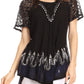 Blusa/Top Sakkas Cora de Manga Corta con Bordado y Diseño Batik de Corte Holgado