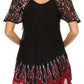 Blusa/Top Sakkas Cora de Manga Corta con Bordado y Diseño Batik de Corte Holgado