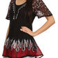 Blusa/Top Sakkas Cora de Manga Corta con Bordado y Diseño Batik de Corte Holgado