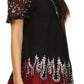 Blusa/Top Sakkas Cora de Manga Corta con Bordado y Diseño Batik de Corte Holgado