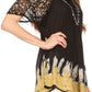 Blusa/Top Sakkas Cora de Manga Corta con Bordado y Diseño Batik de Corte Holgado
