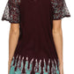 Blusa/Top Sakkas Cora de Manga Corta con Bordado y Diseño Batik de Corte Holgado