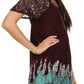 Blusa/Top Sakkas Cora de Manga Corta con Bordado y Diseño Batik de Corte Holgado
