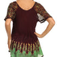 Blusa/Top Sakkas Cora de Manga Corta con Bordado y Diseño Batik de Corte Holgado