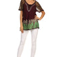 Blusa/Top Sakkas Cora de Manga Corta con Bordado y Diseño Batik de Corte Holgado