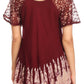 Blusa/Top Sakkas Cora de Manga Corta con Bordado y Diseño Batik de Corte Holgado