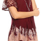 Blusa/Top Sakkas Cora de Manga Corta con Bordado y Diseño Batik de Corte Holgado