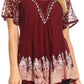 Blusa/Top Sakkas Cora de Manga Corta con Bordado y Diseño Batik de Corte Holgado