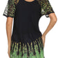 Blusa/Top Sakkas Cora de Manga Corta con Bordado y Diseño Batik de Corte Holgado