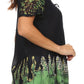 Blusa/Top Sakkas Cora de Manga Corta con Bordado y Diseño Batik de Corte Holgado